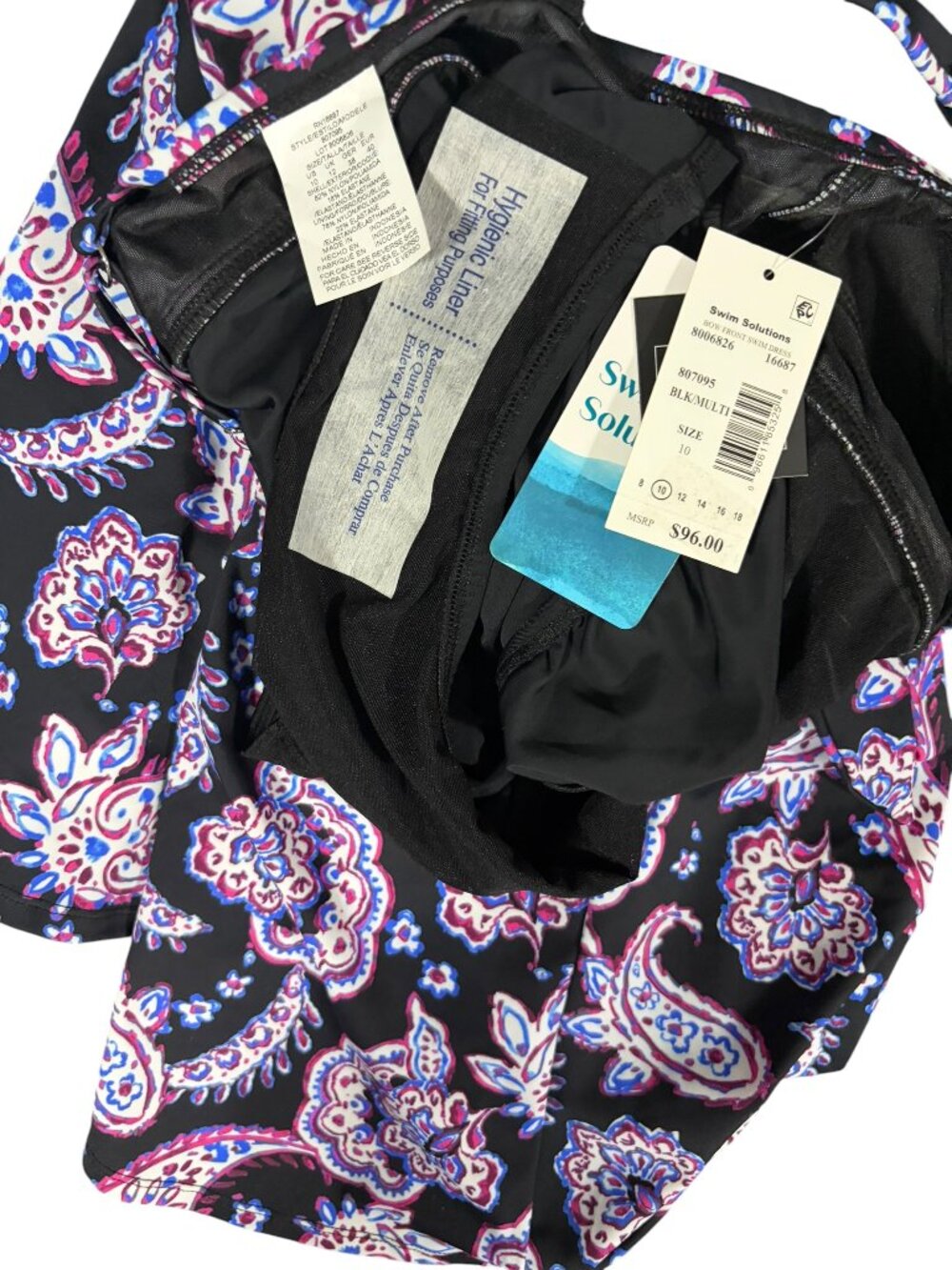 Swim Solutions Women’s Paisley-Print Tummy Control Swim dress size 10 - Picture 4 of 4